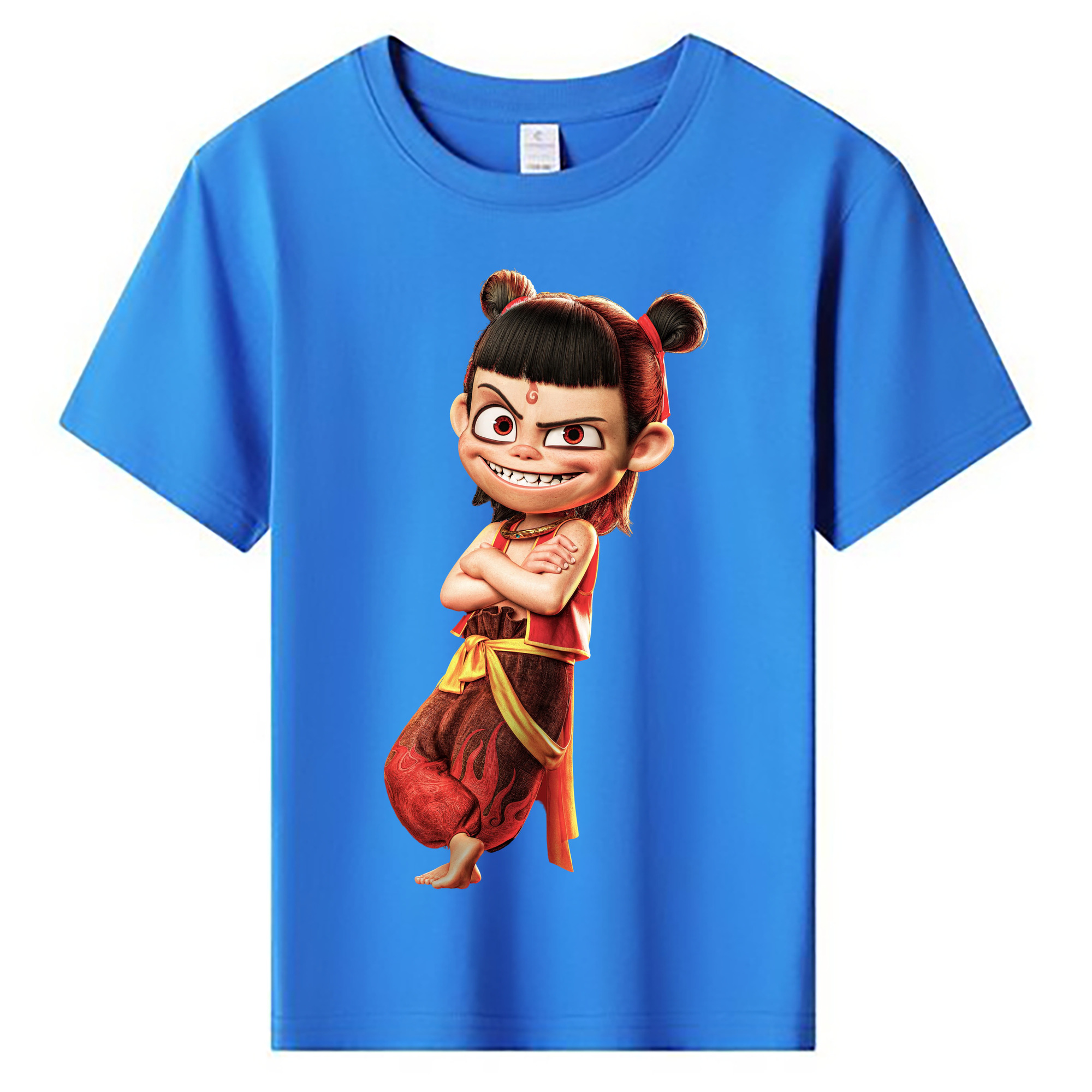 （画像用） Ne Zha 2 ナタ 魔童の大暴れ 綿100％キッズTシャツ（フロントプリント）
